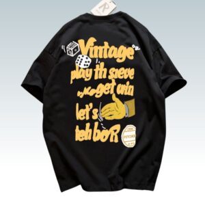 Vintage Dice Embossed Printed  Drop shoulder T-shirts