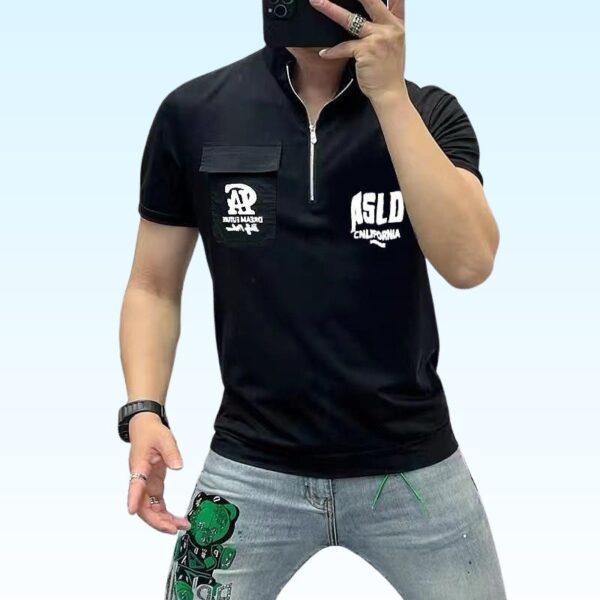 Zipped Polo Color Printed T-shirts - Image 2