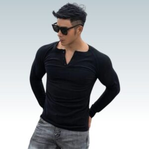 Full Sleeves Shervani Collar Style T Shirt