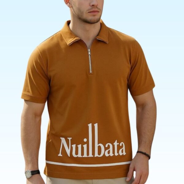 Zipped Polo Color Nuilbata Printed T-shirts