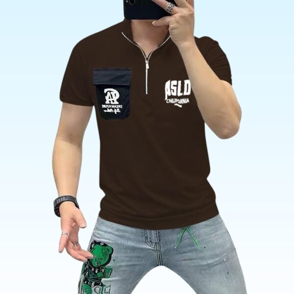 Zipped Polo Color Printed T-shirts - Image 3