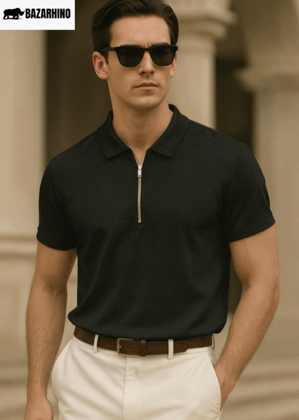 Zip Style texture Tshirt - Image 2